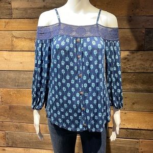 Floral Open Shoulder Top